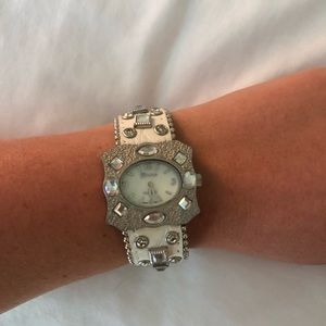 White and silver rhinestone watch